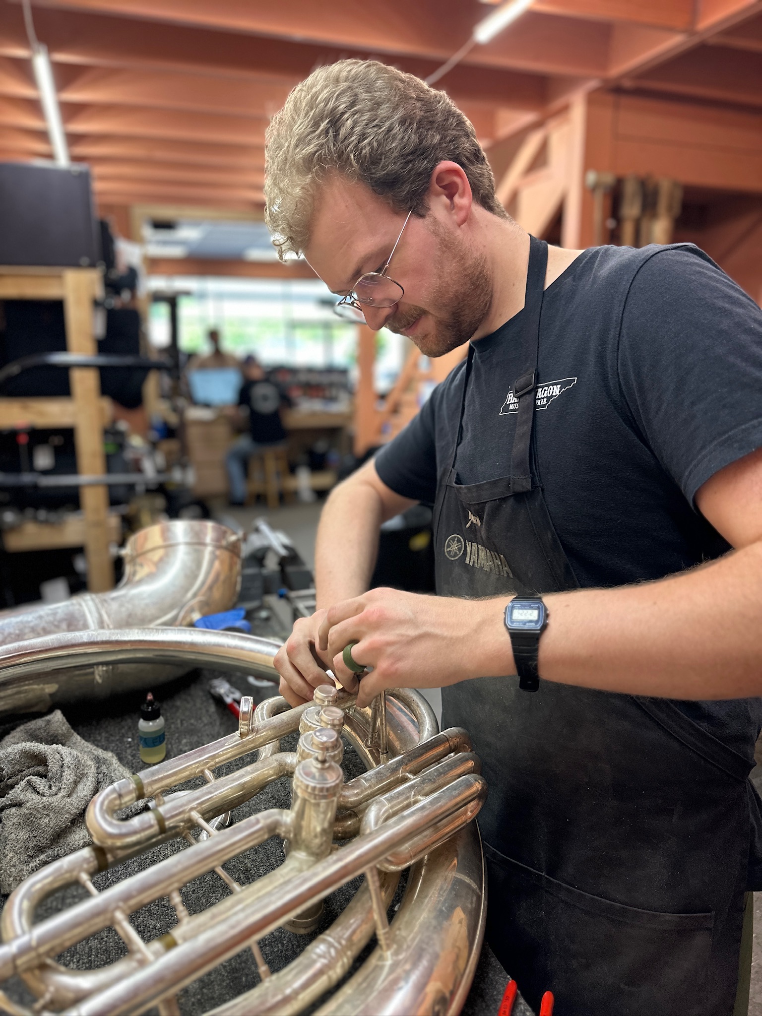 Jacob Campbell making a repair